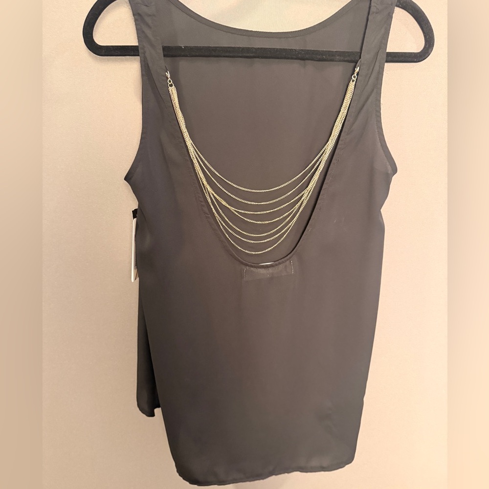 11seven Black Sheer Chiffon Asymmetric Hem Camisole